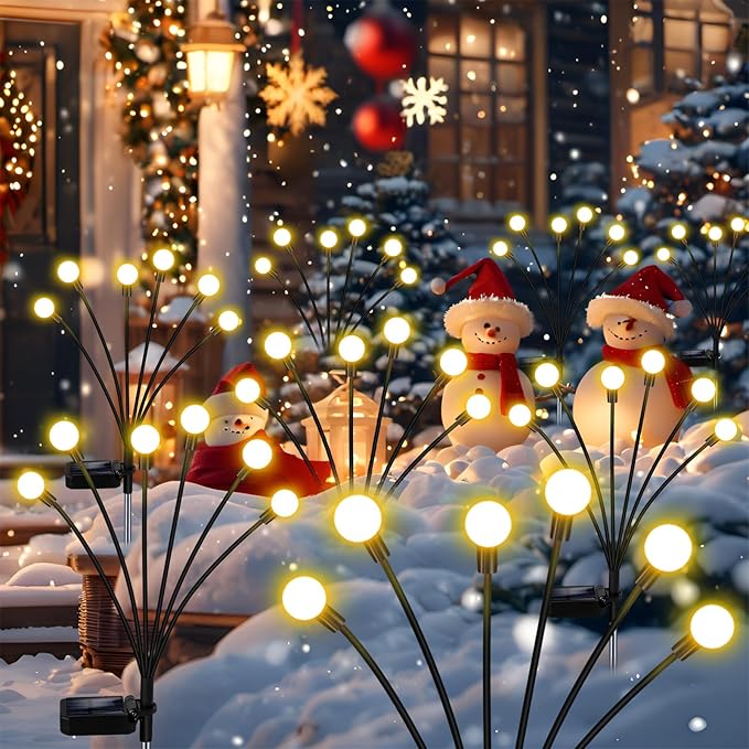 Solar Garden Lights Outdoor, 10 Pack 60 LED Solar Firefly Lights, Swaying Waterproof Garden Decor for Yard Patio Pathway Lawn Gardening Gifts