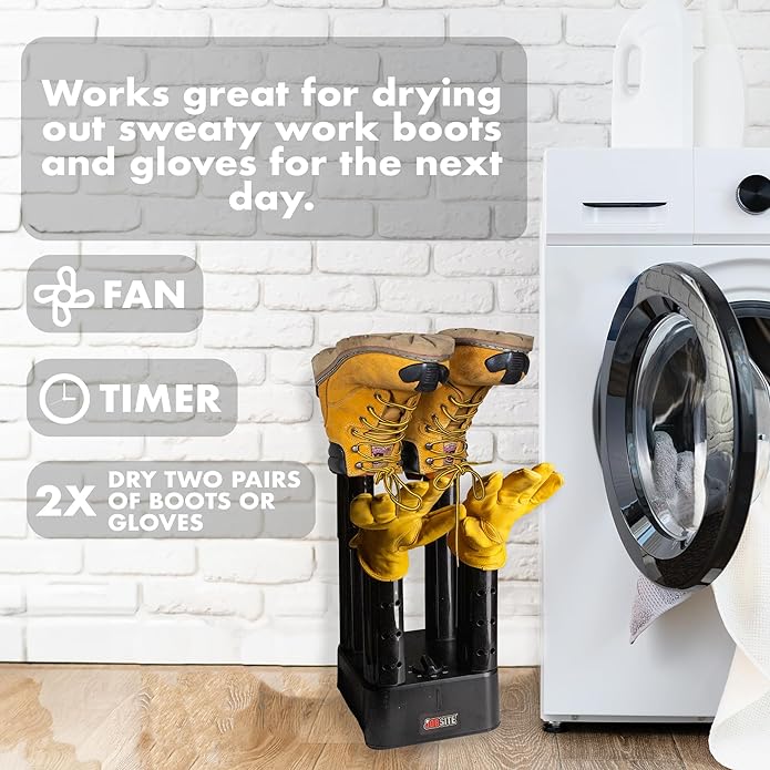 JobSite Boot Dryer - Mighty Dry with Heat Blower Fan - Fast Glove & Shoe Dryer - Helps Reduce Odor