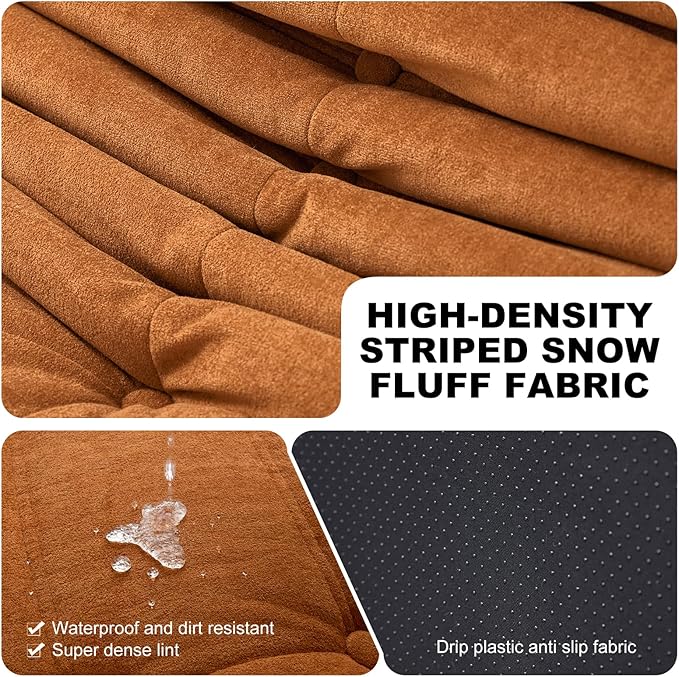 Full Foam Loveseat Sofa,Adults Bean Bag Chairs Floor Couch with Soft Waterproof Fabric,Armless Fireside Lounge Chair for Living Room,Apartment and Office (DarkOrange)