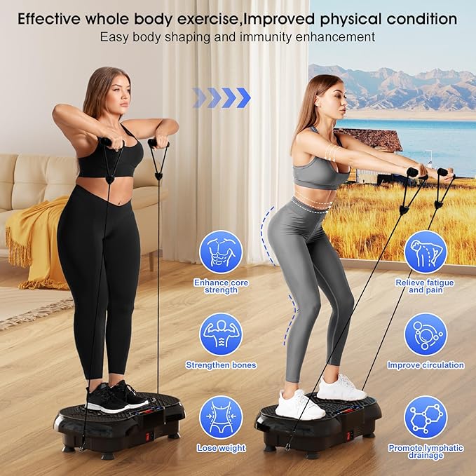 Vibration Plate Exercise Machine, 180 Speed Levels Vibration Plate for Lymphatic Drainage, Whole Body Workout Vibrating Fitness Platform, Effective for Weight Loss, Shaping, Toning & Wellness
