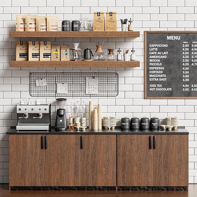 Heimlove 40 Inches Floating Shelves for Wall,9.3" Deep Walnut Long Floating Shelves Set of 2,Large Display Shelf & Storage Shelf,Wall Shelf for Bathroom Bedroom Living Room Kitchen Office