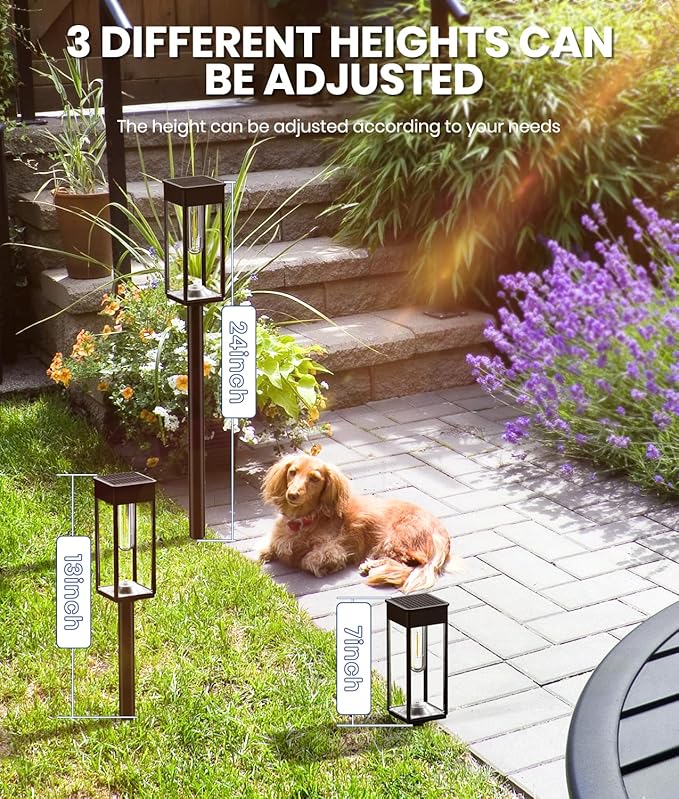 Solar Pathway Lights Outdoor, 4 Pack Garden Lights IP65 Waterproof, Bright Solar Powered for Outside Yard Path Lawn Walkway Driveway Lighting Landscape Decor (Warm White)