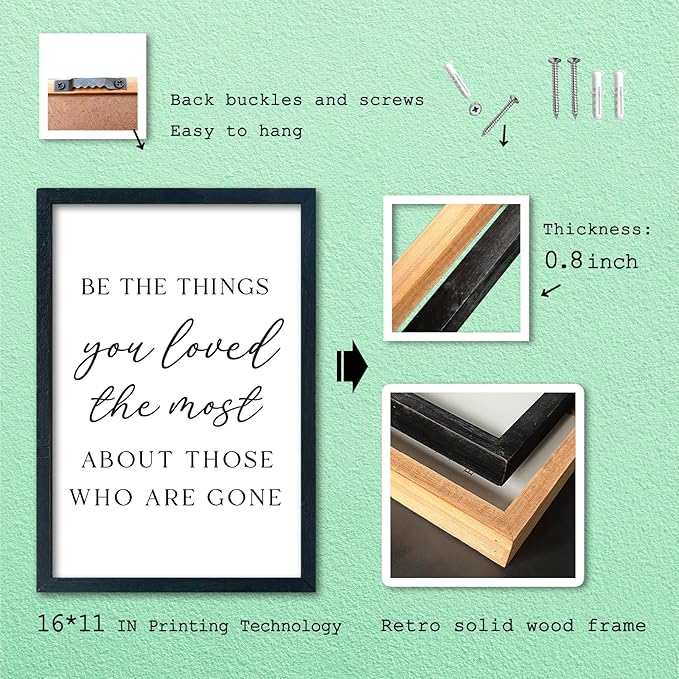 LuZhiQiang Be The Things You Loved The Most Sign Wall Decor 16"×11" About Those Who Are Gone Wood Framed Hanging Art (Black)
