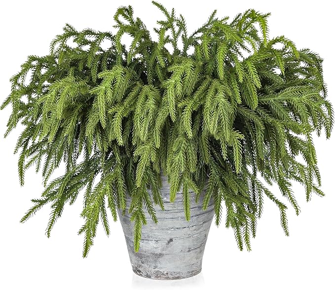 Artgar 50 Pcs Pine Branches - 18 Inch Artificial Green Pine Stem - Real Touch Pines Branches - Christmas Greenery Pines Branches for DIY Flower Arrangement Home Indoor Christmas Decor