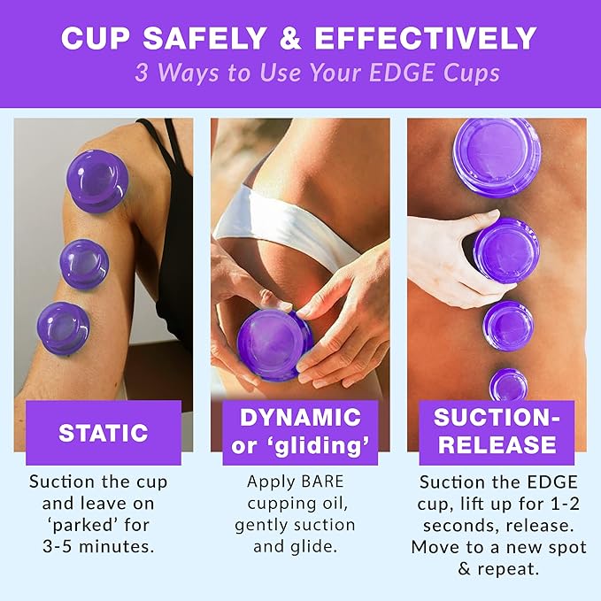 Silicone Cupping Therapy Set Professional Massage Cupping Cups for Cupping Therapy 4 Cup Kit for Massage, Myofascial Release, Cellulite Reduction (Lure Purple)
