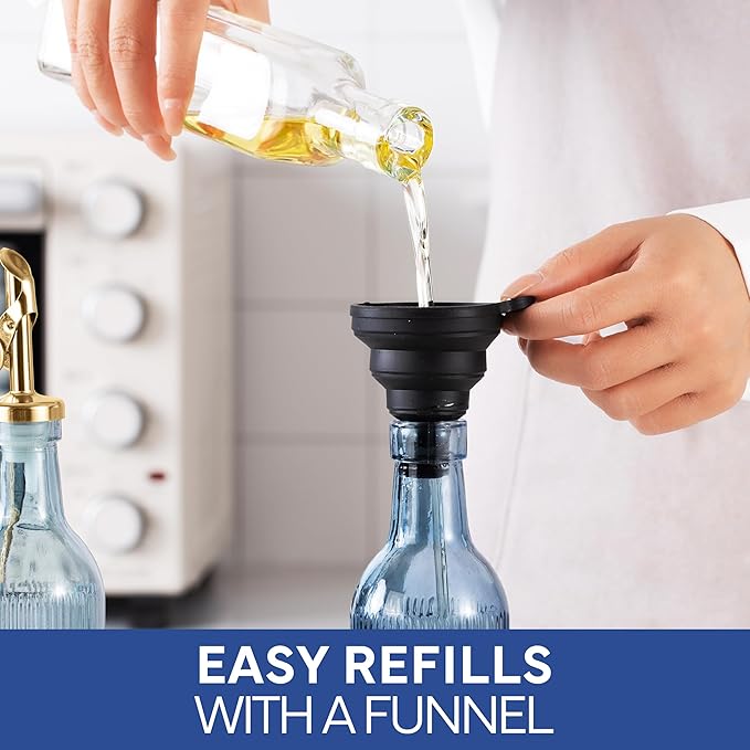 COOK WITH COLOR Glass Olive Oil Bottle Dispenser - 2 Pack- 17oz Oil and Vinegar Cruet - Olive Oil Carafe Decanter for Kitchen