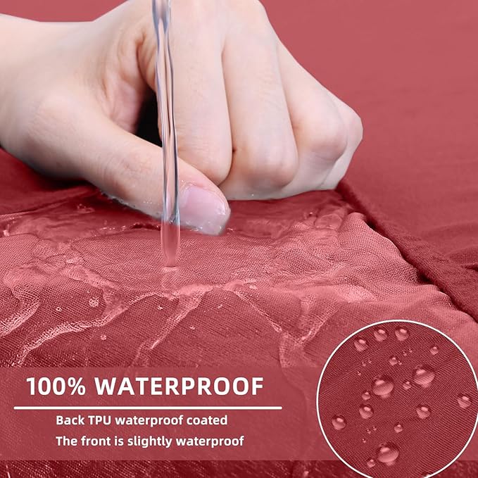 hyha Waterproof Couch Cushion Covers, Stretch Sofa Couch Seat Slipcover for Dog Washable, Non-Slip Waterproof Outdoor Cushion Covers for Patio Furniture Replacement (1 Piece for Small, Wine Red)