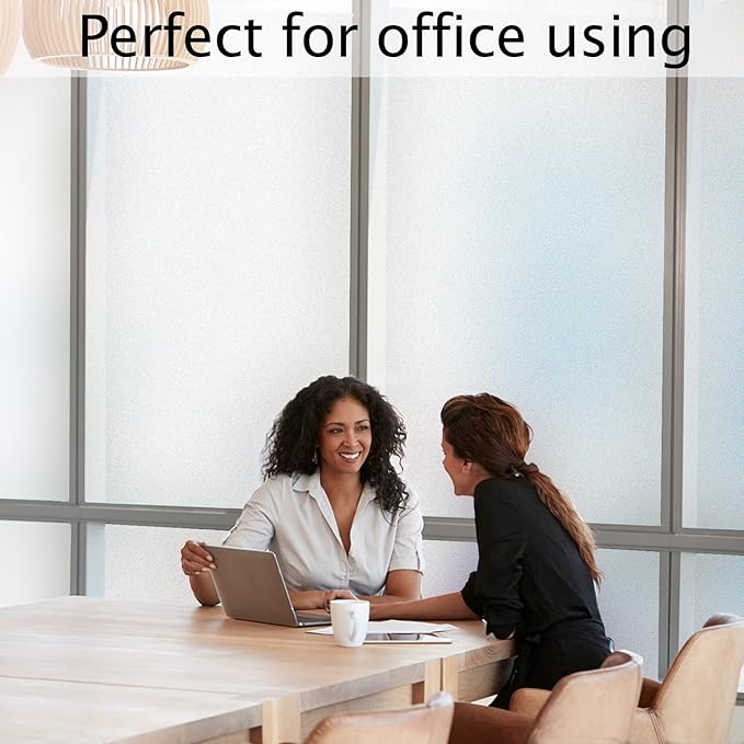 HIDBEA Frosted Window Privacy Film Heat Control UV Blocking, Static Cling Non-Adhesive Reusable Door coverings for Bathroom Home Office (Frosted 29.5 Inch x 9.8 Feet)
