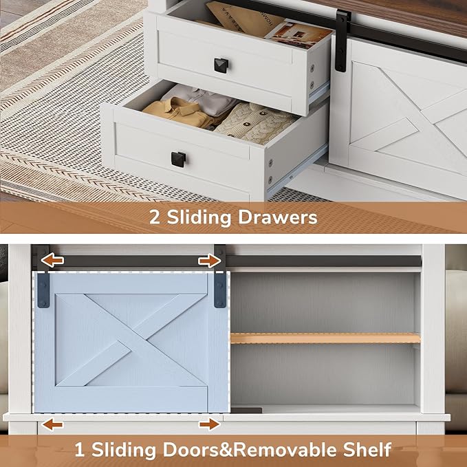 31.5" Lift Top Coffee Table with Storage, Farmhouse Coffee Tables for Living Room, Square Coffee Table with Large Hidden Storage Compartment, 2 Drawers & Removable Shelves, White