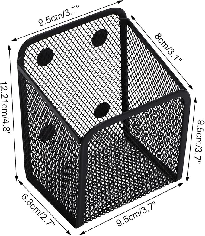 Black Small Magnetic Basket Set of 2, Refrigerator Basket, Magnetic Baskets Heavy Duty, Magnetic Storage for Locker Organizer Holder for Whiteboard Office, 3.7"x2.7"x4.8"