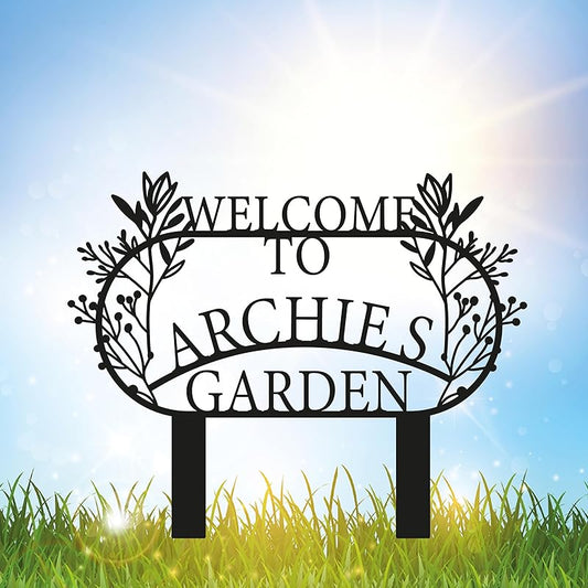 Personalized Metal Garden Sign with Stake, Custom Garden Decor for Outdoor, Custom Family Name Sign, Patio Decorations, Lawn Art, Farmhouse Decorative, Housewarming Gift (CstmDesign3)