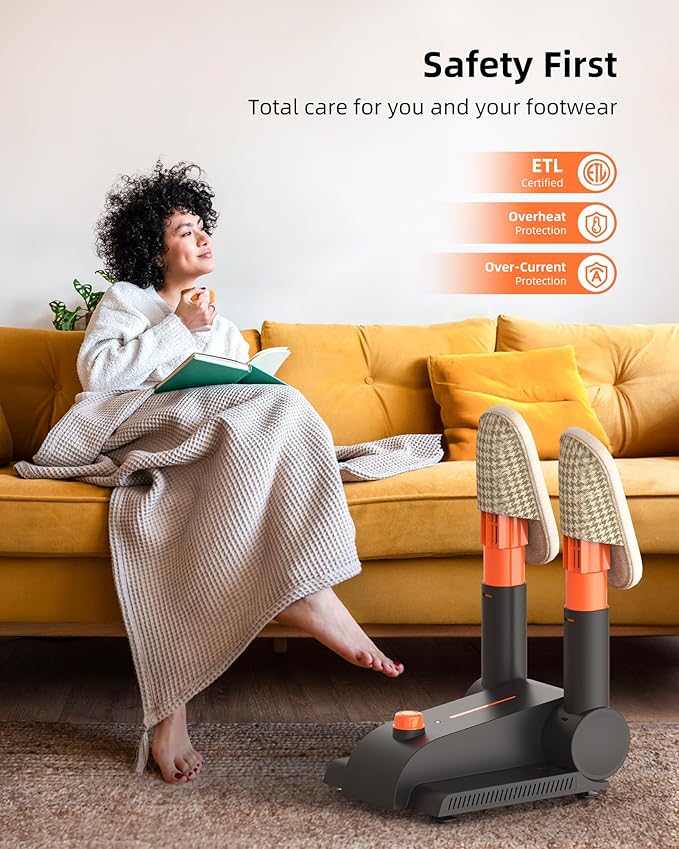Xasla Shoe Dryer, Boot Dryer for Work Boots, Forced-air Heating Gloves & Sneakers Warmer, Folding Design with Adjustable Rack, Timer, Heat Blower Quick Drying