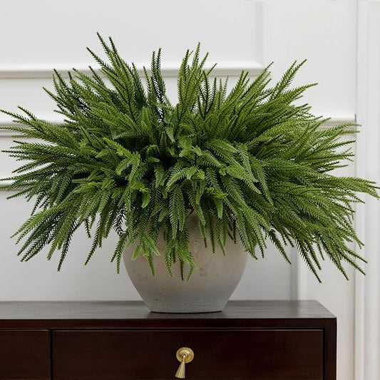 MISSPIN 30 Pcs 21.5 Inches Christmas Norfolk Pine Branches, Norfolk Pine Artificial Christmas Branches DIY Crafts Faux Pine Branches for Xmas Indoor Outdoor Home Decor