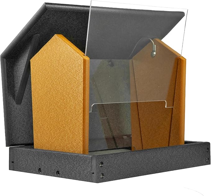 Poly Hanging Hopper Bird Feeder, Large Hanging Bird Feeder for Outside, Outdoors - Amish American Made (Black & Cedar)