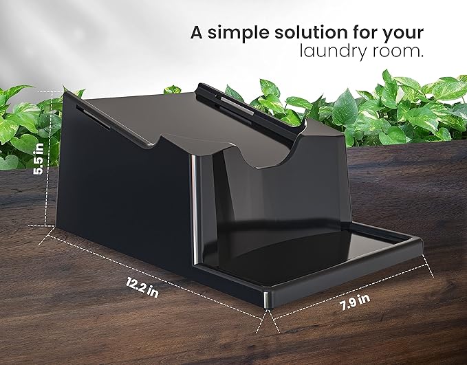 TidyFriend Liquid Laundry Detergent Holder Stand with Drip Tray & Rubber-Grip Feet, Stand for Laundry Room Organization and Storage, Fabric Softener Dispenser with Cup Holder for Easy Pouring (Black)