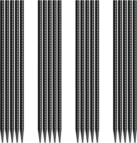 Rebar Stakes 16 Inch 20 Pack Heavy Duty Ground Anchors with Chisel Point End Long Straight Steel Tent Stakes 3/8" Thickness Metal Spikes Black Coated for Concrete Timber Camping Garden Plant