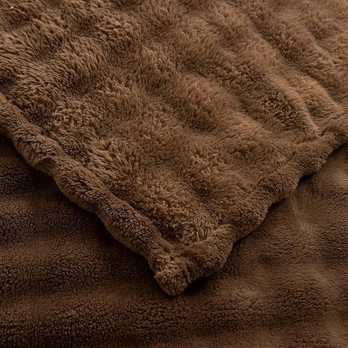 YUSOKI Luxury 3D Bubble Throw Blanket 3.1lb,All Ages,Home Decoration, (Brown,60 * 80inches)