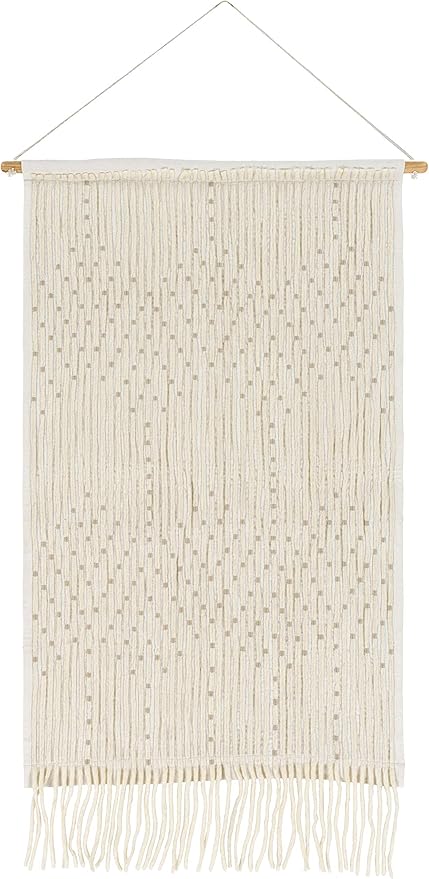 Mark&Day Wall Art, Schlublberg Modern Farmhouse Ivory Macrame Tapestry Wall Hanging for Living Room, Bedroom, Office or Kitchen (36"H x 24"W)