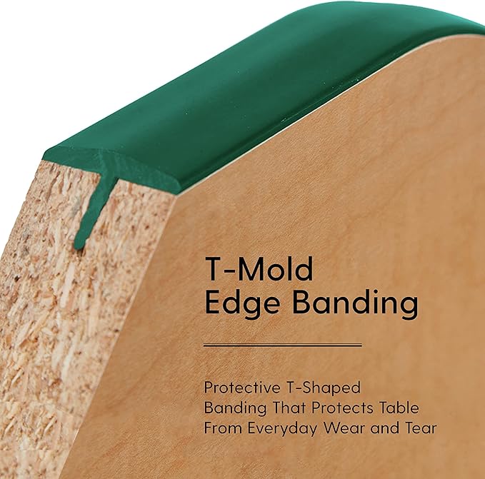 Factory Direct Partners FDP Rectangle Activity School and Classroom Kids Table (36 x 60 inch), Toddler Leg, Adjustable Height 15-24 inches - Maple Top and Green Edge