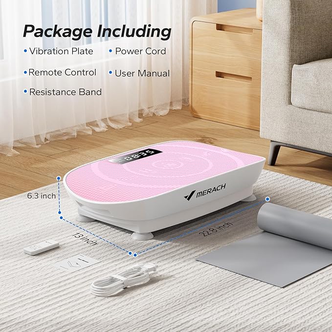 MERACH Vibration Plate Exercise Machine, Whole Body Workout Equipment for Women, Bluetooth and Silicone Pedal, Vibration Plate with Auto Mode, Vibrate Fitness Platform for Home