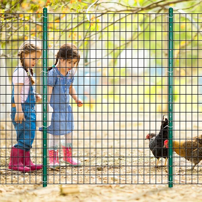 ARIFARO Sturdy Duty Metal Fence Posts 6 Feet assemblable,Pack of 10,No Digging Garden U Post for Wire Fencing Steel Poles for Yard, Outdoor