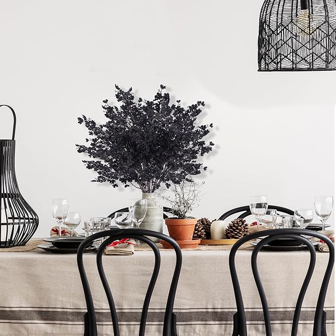 Sggvecsy 15 Pcs Babys Breath Artificial Flowers Gypsophila Bouquets Bulk Real Touch Fake Silk Flowers for Home Halloween Wedding DIY Floral Arrangement Table Centerpiece Festival Decoration (Black)