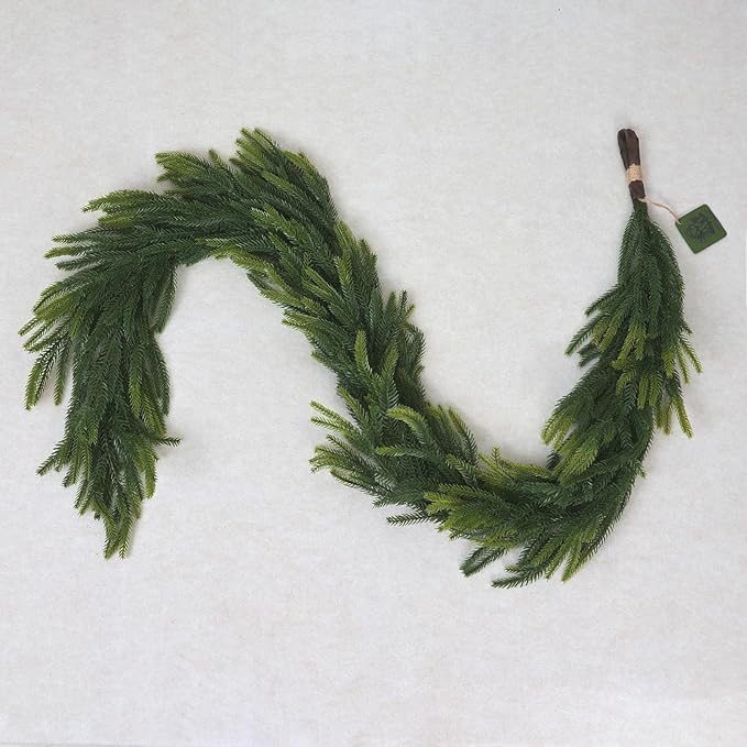 6FT Artificial Norfolk Pine Garland – Real Touch Greenery Garland, Dense Green Plants for Indoor Outdoor Christmas, Holiday, and Home Decoration (1, 6FT-)
