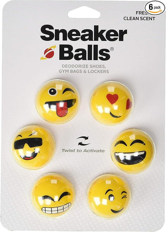 Sneaker Balls Emoji Sof Sole Shoe Eliminator & Remover, 3PK-Fresh, Clean Scent Blocks Odors-Twist-to-Activate, Colorful Designs, 6 Pack