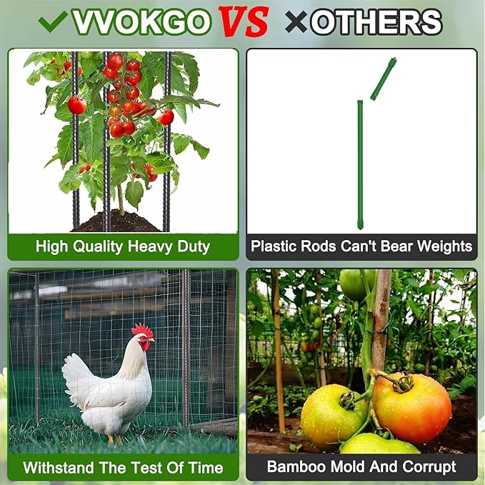 VVOKGO Rebar Stakes 36 Inch 16-Pack Concrete Form Stakes Heavy Duty Straight Ground Anchors, 3/8" Diameter Metal Steel Spikes with Chisel Point End for Plant Support, Garden Border,Landscape Edging