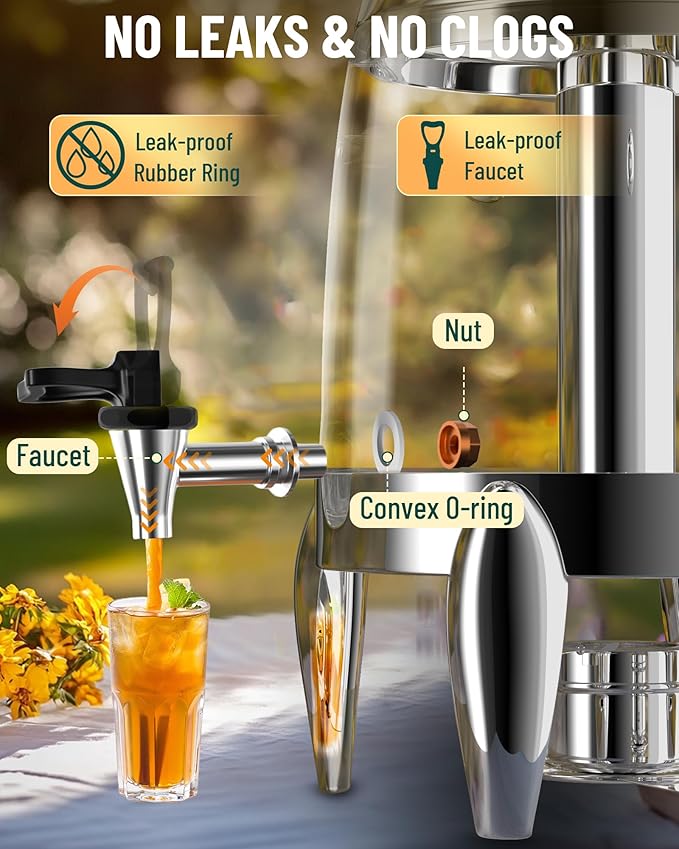 WantJoin Beverage Dispenser With Stand - 3.2 Gallon Drink Dispenser With Ice Core & Fuel Holder, Leakproof Spigot, Visible Container, Drink Dispenser For Cold & Hot Drink Parties Gathering Cafeteria