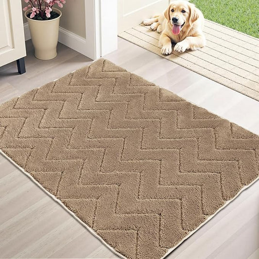 Stiio Dirt Trapper Door Mat 24x35.5 Inches, Front Doormat Indoor Outdoor Entrance Low Pile, All-Season, All-Weather Absorbent Entry Rug, Washable Non Slip Rug for Entryway, Brown