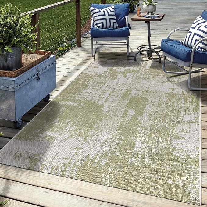 Keen Home Design Terrace Outdoor Area Rug - 4x6 Washable Indoor/Outdoor Rug for Patio, Kitchen, Balcony, Beach, Garden, Deck and Porch, Size: 3'10"x5'7"
