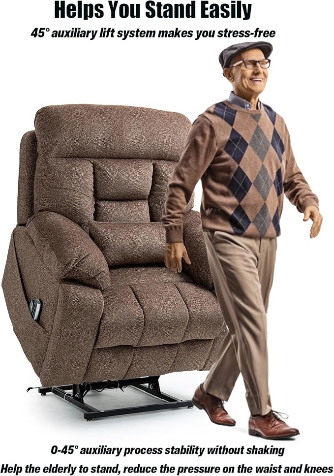 Oversized Lazy Boy Recliner Chair, 4 Motor Recliner with Power Headrest and Lumbar, Nursing Lift Chair with Vibrating Massage and Heated Seat
