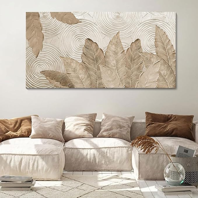 Minimalist & Modern Art for Bedroom Decor Framed Abstract Artwork for Walls Neutral & Contemporary Beige Wall art - Artwork for Living Room and Boho Style Large Abstract Wall Art 29×58IN
