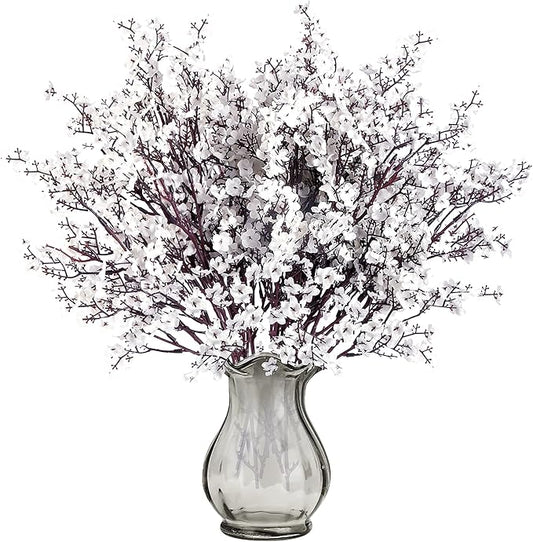 Sggvecsy 15 Pcs Babys Breath Artificial Flowers Gypsophila Bouquets Bulk Real Touch Fake Silk Flowers for Home Wedding DIY Floral Arrangement Kitchen Table Centerpiece Festival Decoration (White)