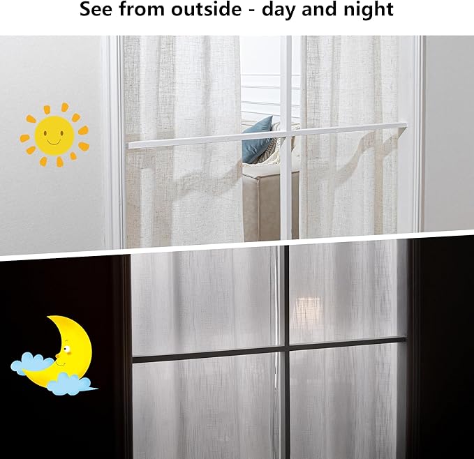 MYSKY HOME Linen Curtains for Living Room, Natural Semi Sheer Curtains & Drapes Light Filtering Farmhouse Country Boho Style Back Tab Draperies for Sliding Glass Door (Customsize, Linen)