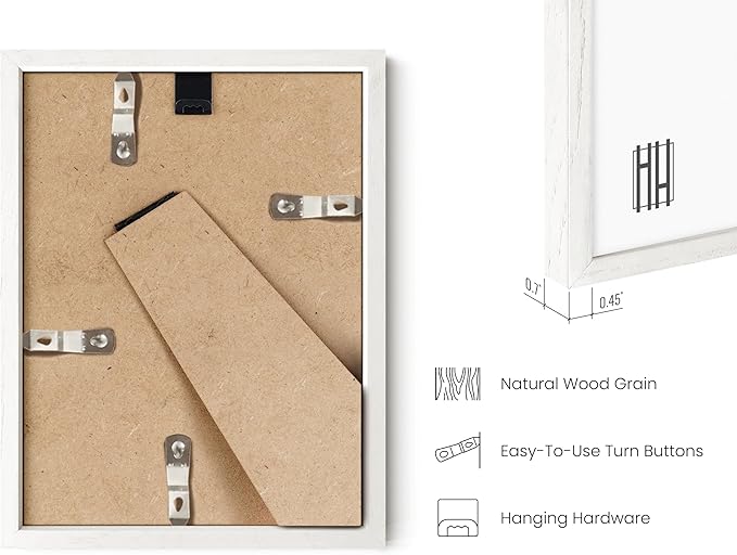 HAUS AND HUES 6x8 White Oak Wooden Picture Frame - Set of 15 6x8 Poster Frame - Premium Oak, Vertical Hang, Shatterproof Plexiglass - Ideal for Home, Room, Office (6x8-inch, White, Set of 15)