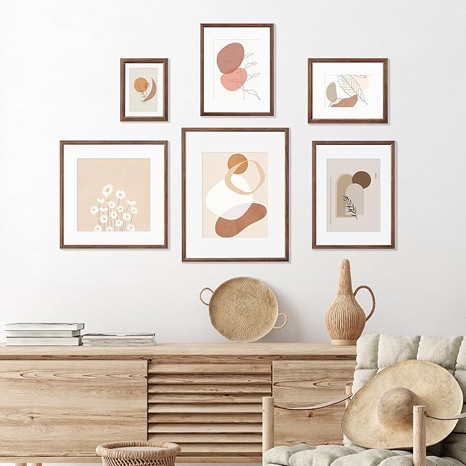 5x7 Picture Frame Natural Solid Walnut Photo Frames with 4x6 Removable Mat Wall Hanging Large Handcrafted Frame with HD Plexiglass Wall and Tabletop Display Large Poster Frame