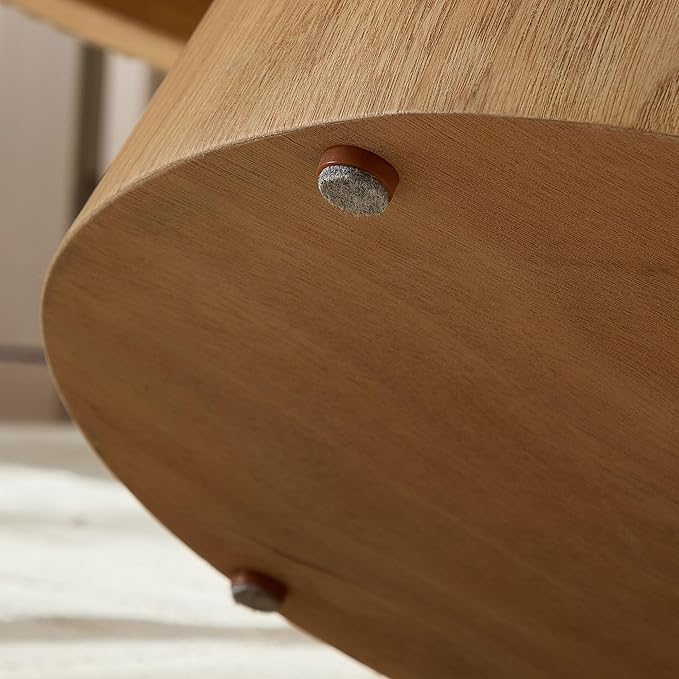 Modern Oval Coffee Table with Wood Pedestal,47.24" Farmhouse Center Table for Living Room, Ellipse Coffee Tables Tea Table for Bedroom, Apartment-Natural