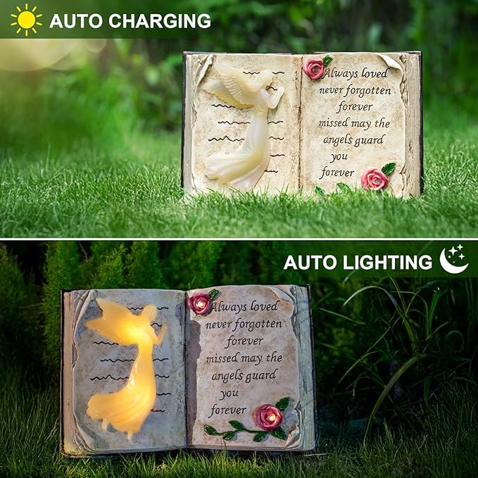 Outdoor Solar Angel Garden Stakes Lights, Waterproof Memorial Grave Decorations Gifts for Cemetery Outdoors Lawn Yard Home Patio Decor