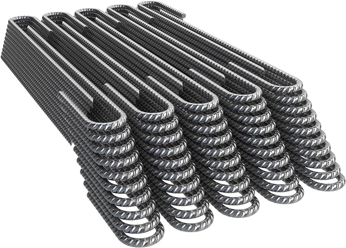 Vodaland Rebar Stakes J Hook Extra Heavy Duty 1/4 inch Coated Steel Ground Anchors with Chisel Point End (100)