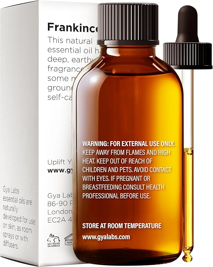 Gya Labs Frankincense Essential Oil - Huge 4 Fl Oz - 100% Pure Natural Frankincense Oil for Skin, Face, Body, Massages - Premium Grade for Wellness, Comfort & Candle Making Scent