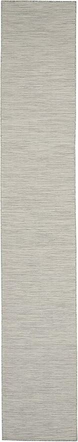 Nourison Positano Indoor/Outdoor Light Grey 2'2" x 12' Area Rug, Easy Cleaning, Non Shedding, Bed Room, Living Room, Dining Room, Backyard, Deck, Patio (2x12)