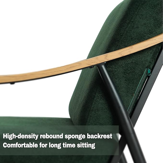 Modern Accent Chair for Living Room Bedroom Mid Century Arm Chair Upholstered Office Accent Chair Comfy Waiting Room Chair with Metal Frame, Green