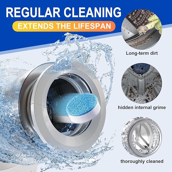 Washing Machine Cleaner Tablets, 40Pcs Deep Cleaning Tablets, Compatible with HE, Top & Front Load, Deep Cleaning Residue & Odor Eliminator, Deep-cleans to remove residue and neutralize smells01