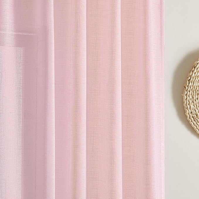 Joydeco Sheer Curtains 108 Inches Long, Beige Curtains for Living Room 2 Panels Set, Window Curtains Privacy Assured with Light Filtering(W52 x L108 Inch,Tapioca)