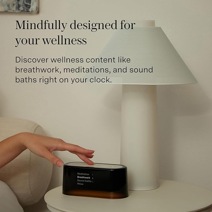 Loftie Alarm Clock with Sound Machine – Smart Alarm Clock with Light, White Noise, Bluetooth Speaker, Night Light Sound Machine, 100+ Sounds, Blackout Mode, No WiFi Mode, Optional Subscription - Steel