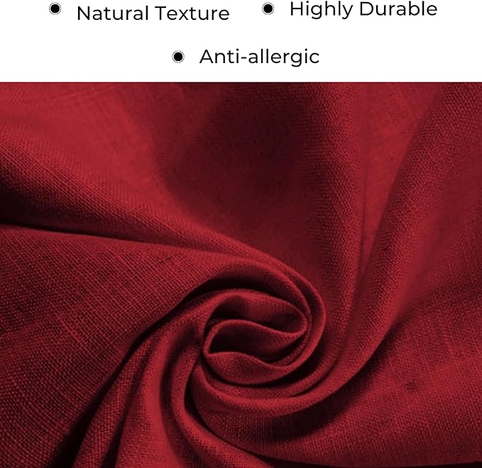 D'Moksha Homes Red Linen Table Runner 72 Inches Long - 100% Pure Linen Diamond Table Runner 14 x 72 Inch for Dining, Fall and Halloween - Machine Washable