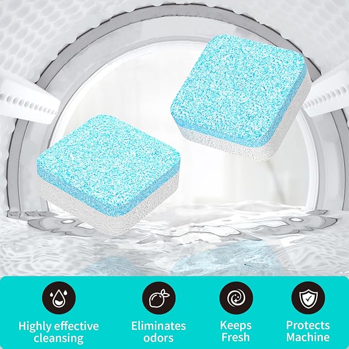 Washing Machine Cleaner Tablets 24 Pack -1 Year Supply for HE Front Loader & Top Load Washer,Septic Safe Washer Machine Cleaner Tablets, Deep Clean,Eco-Friendly Deodorizer