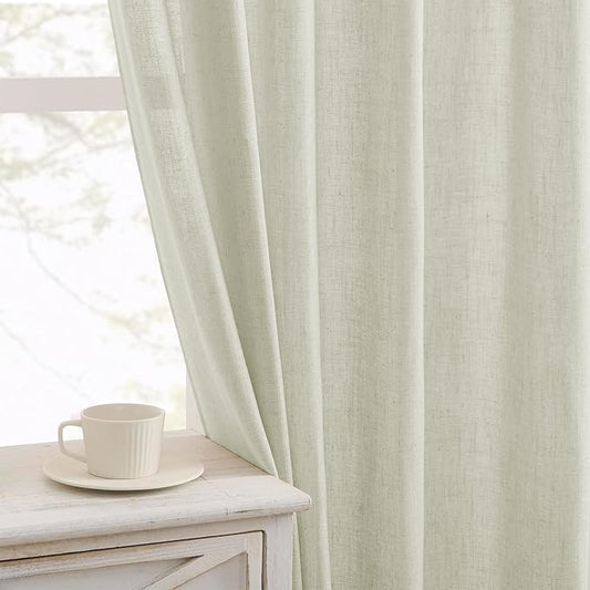 Joydeco Linen Curtains 96 Inch Length 2 Panel Sets,Light Filtering Curtains for Bedroom 52 Inch Wide Living Room Drapes with Back Tabs & Rod Pockets (W52 x L96 Inch, Oatmeal)